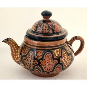 TEAPOT-TUNISIAN LE SOUK-Hand Painted-Mosaic Design-Holds 3 Cups